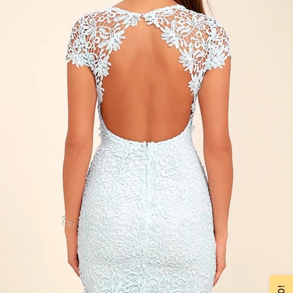 Lulus Hidden Talent Backless Light Blue Lace Dress NWT size XS mini dress - Picture 4 of 16